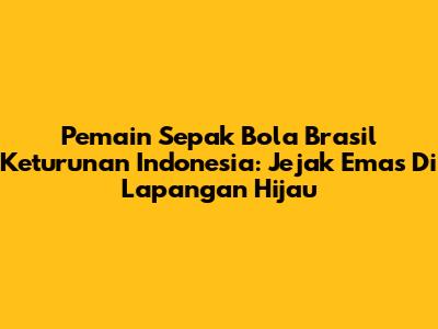 Pemain Sepak Bola Brasil Keturunan Indonesia: Jejak Emas Di Lapangan Hijau
