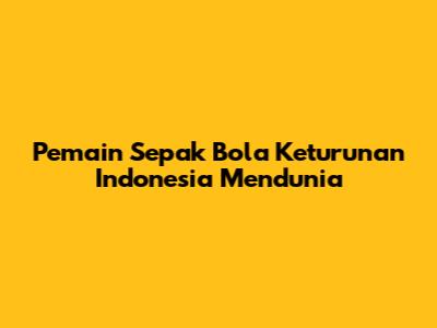Pemain Sepak Bola Keturunan Indonesia Mendunia