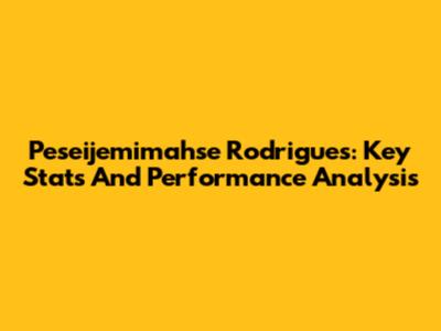 Peseijemimahse Rodrigues: Key Stats And Performance Analysis