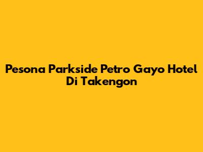 Pesona Parkside Petro Gayo Hotel Di Takengon