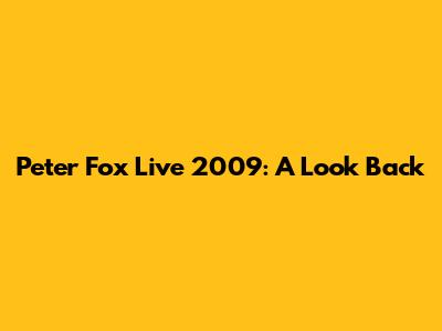 Peter Fox Live 2009: A Look Back