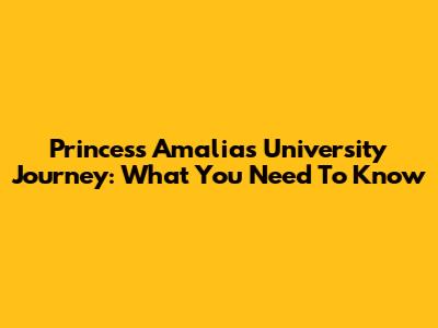Princess Amalia's University Journey: What You Need To Know