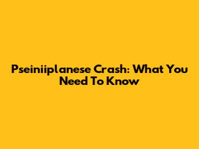 Pseiniiplanese Crash: What You Need To Know