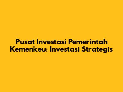 Pusat Investasi Pemerintah Kemenkeu: Investasi Strategis