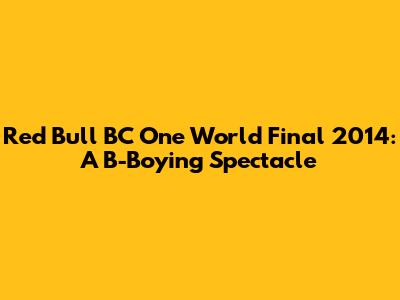 Red Bull BC One World Final 2014: A B-Boying Spectacle