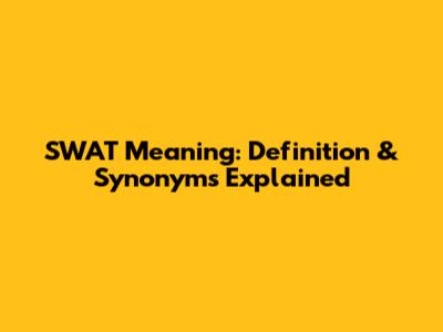 SWAT Meaning: Definition & Synonyms Explained