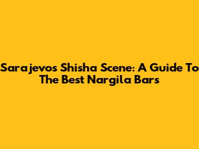 Sarajevo's Shisha Scene: A Guide To The Best Nargila Bars