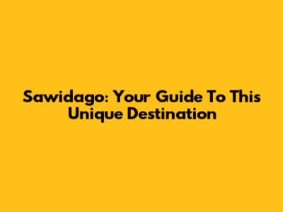 Sawidago: Your Guide To This Unique Destination