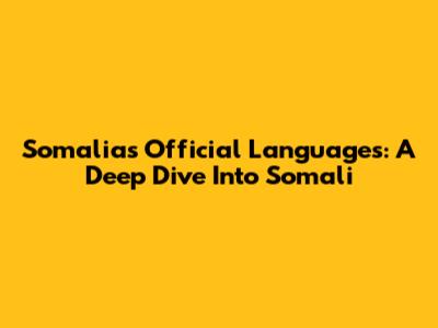 Somalia's Official Languages: A Deep Dive Into Somali