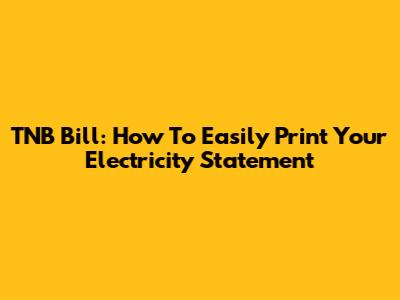 TNB Bill: How To Easily Print Your Electricity Statement