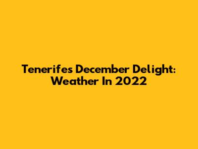 Tenerife's December Delight: Weather In 2022