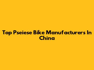 Top Pseiese Bike Manufacturers In China