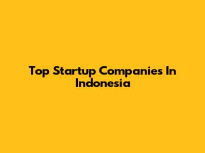 Top Startup Companies In Indonesia