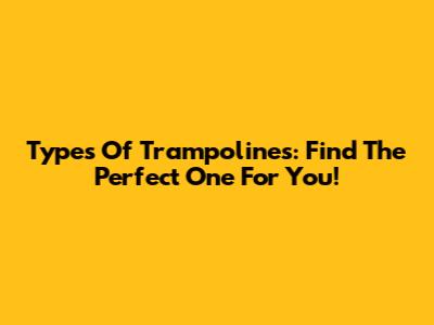 Types Of Trampolines: Find The Perfect One For You!