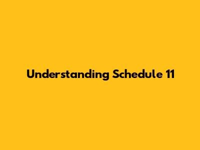 Understanding Schedule 11