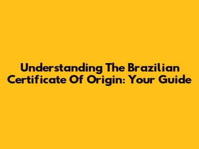 Understanding The Brazilian Certificate Of Origin: Your Guide