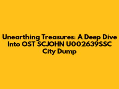 Unearthing Treasures: A Deep Dive Into OST SCJOHN U002639SSC City Dump