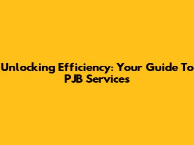 Unlocking Efficiency: Your Guide To PJB Services