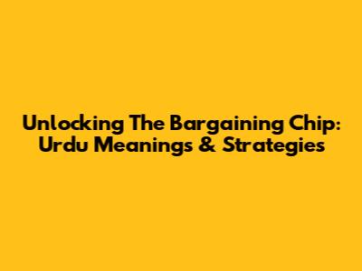 Unlocking The Bargaining Chip: Urdu Meanings & Strategies