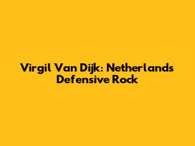 Virgil Van Dijk: Netherlands' Defensive Rock