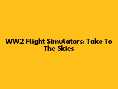 WW2 Flight Simulators: Take To The Skies