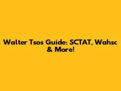 Walter Tso's Guide: SCTAT, Wahsc & More!