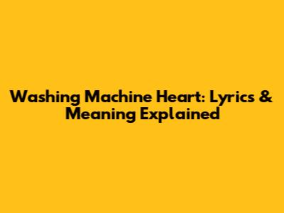 Washing Machine Heart: Lyrics & Meaning Explained