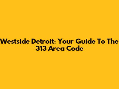 Westside Detroit: Your Guide To The 313 Area Code