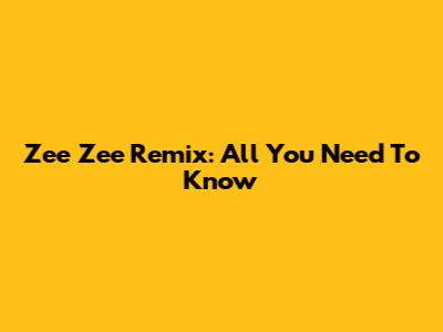 Zee Zee Remix: All You Need To Know