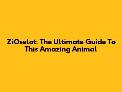 ZiOselot: The Ultimate Guide To This Amazing Animal